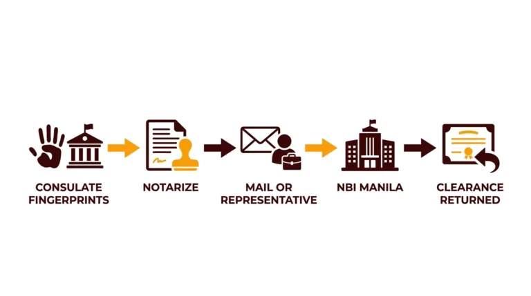 NBI Clearance Abroad: How Filipinos Apply, Pay & Receive It in 2026 5 Steps to get NBI clearance abroad flow diagram