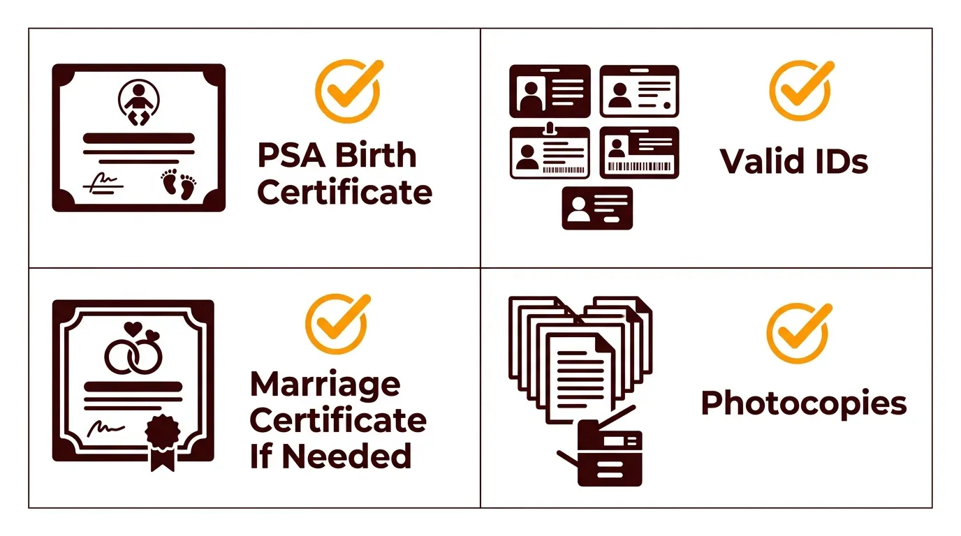 Checklist of documents needed to correct an NBI clearance name error
